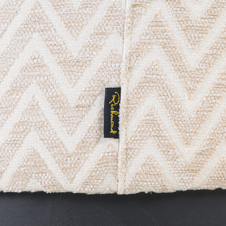 Richmond Interiors Poef voetenbankje Lexie Beige Chevron Ø70 cm