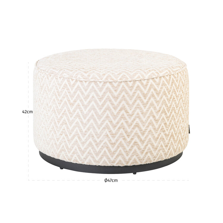 Richmond Interiors Poef voetenbankje Lexie Beige Chevron Ø70 cm