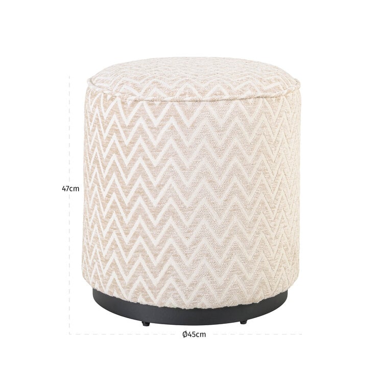 Richmond Interiors Poef voetenbankje Lexie Beige Chevron Ø45 cm