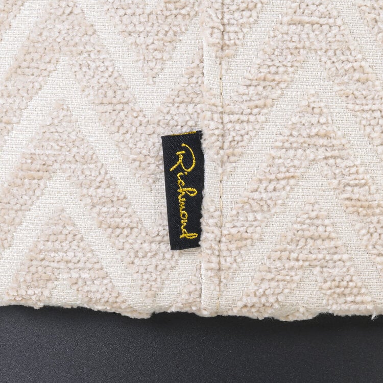 Richmond Interiors Poef voetenbankje Lexie Beige Chevron Ø45 cm