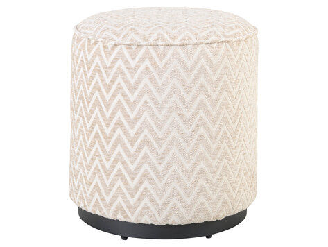 Richmond Interiors Poef voetenbankje Lexie Beige Chevron Ø45 cm