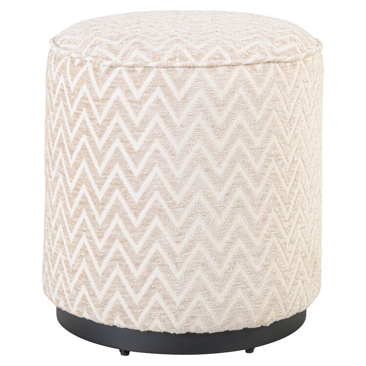 Richmond Interiors Poef voetenbankje Lexie Beige Chevron Ø45 cm