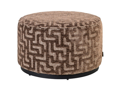 Richmond Interiors Poef voetenbankje Lexie Brown Labyrinth Ø70 cm