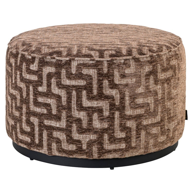 Richmond Interiors Poef voetenbankje Lexie Brown Labyrinth Ø70 cm