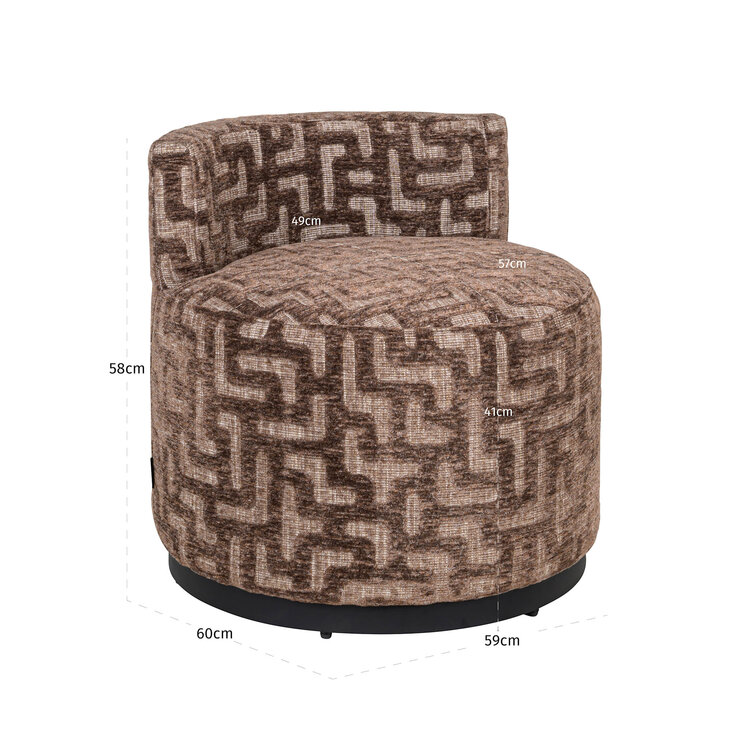 Richmond Interiors Loungestoel Fauteuil Franny Brown Labyrinth