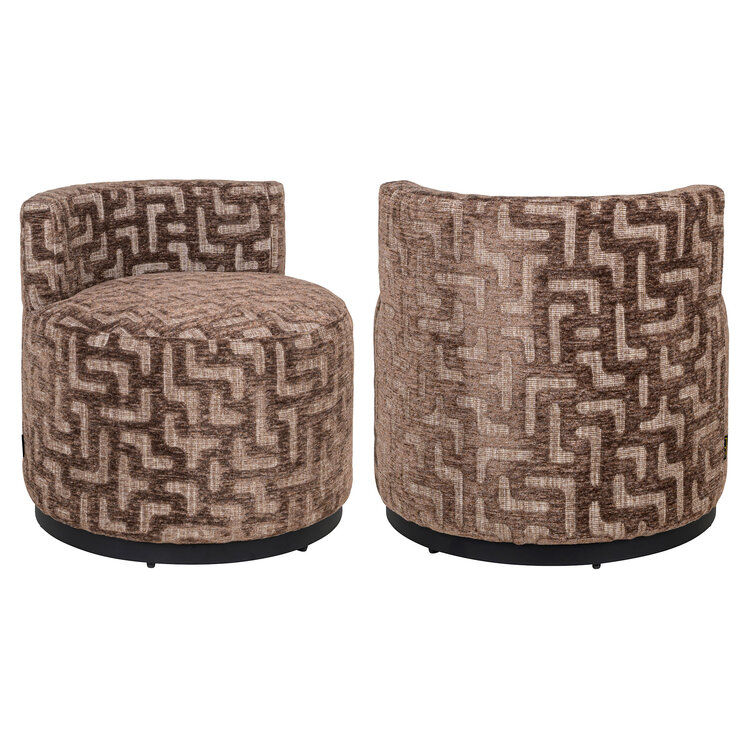 Richmond Interiors Loungestoel Fauteuil Franny Brown Labyrinth