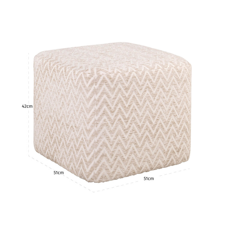 Richmond Interiors Poef voetenbankje Ciela Beige Chevron