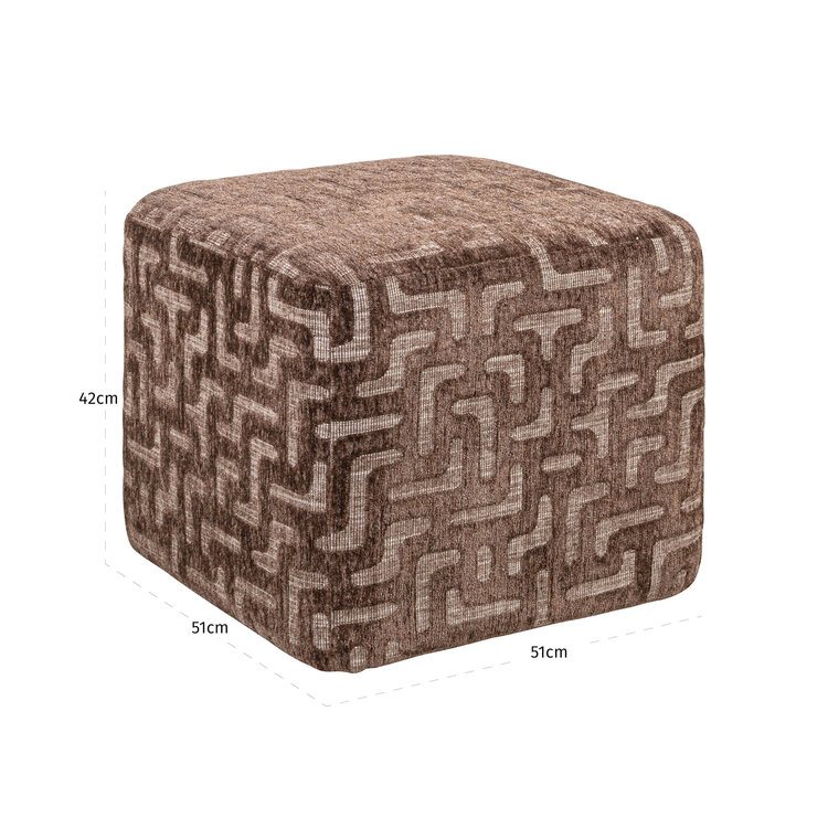 Richmond Interiors Poef voetenbankje Ciela Brown Labyrinth