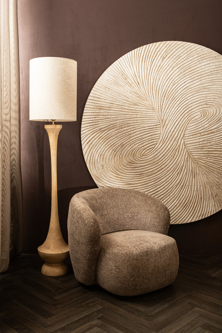 PTMD Collection Wiktor White MDF swirl carved wandpaneel rond Large