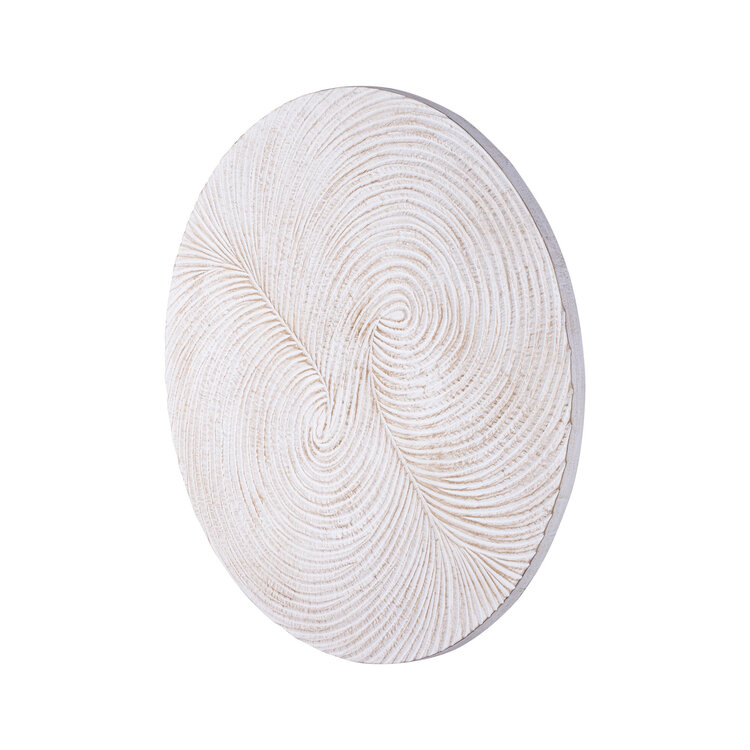 PTMD Collection Wiktor White MDF swirl carved wandpaneel rond Small