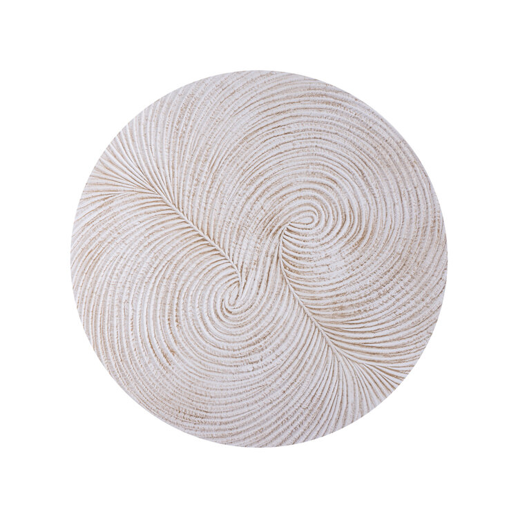 PTMD Collection Wiktor White MDF swirl carved wandpaneel rond Small