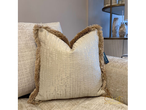 Brons interieur Sierkussen Noe Fringe met franjes 50x50 cm