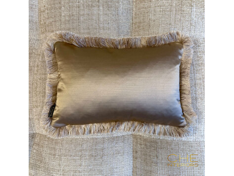 Brons interieur Sierkussen Elise shine fringe met franjes 45x30 cm