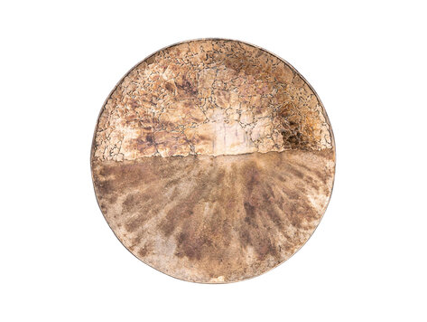 PTMD Collection Jule Gold Half Mosaic Oily glas metalen wandpaneel rond Medium