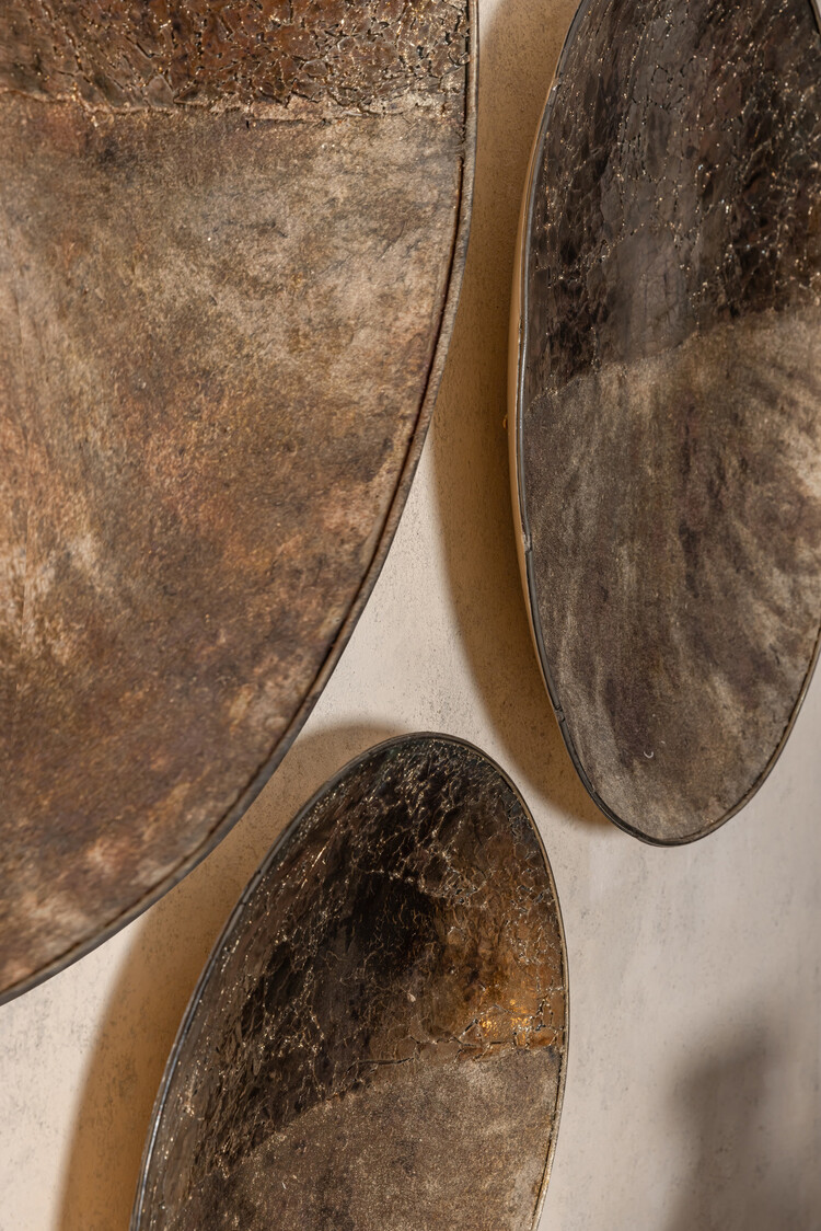 PTMD Collection Jule Gold Half Mosaic Oily glas metalen wandpaneel rond Small