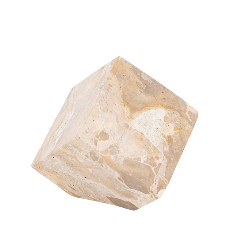 PTMD Collection Liby Beige marble cube statue decoratie object Large