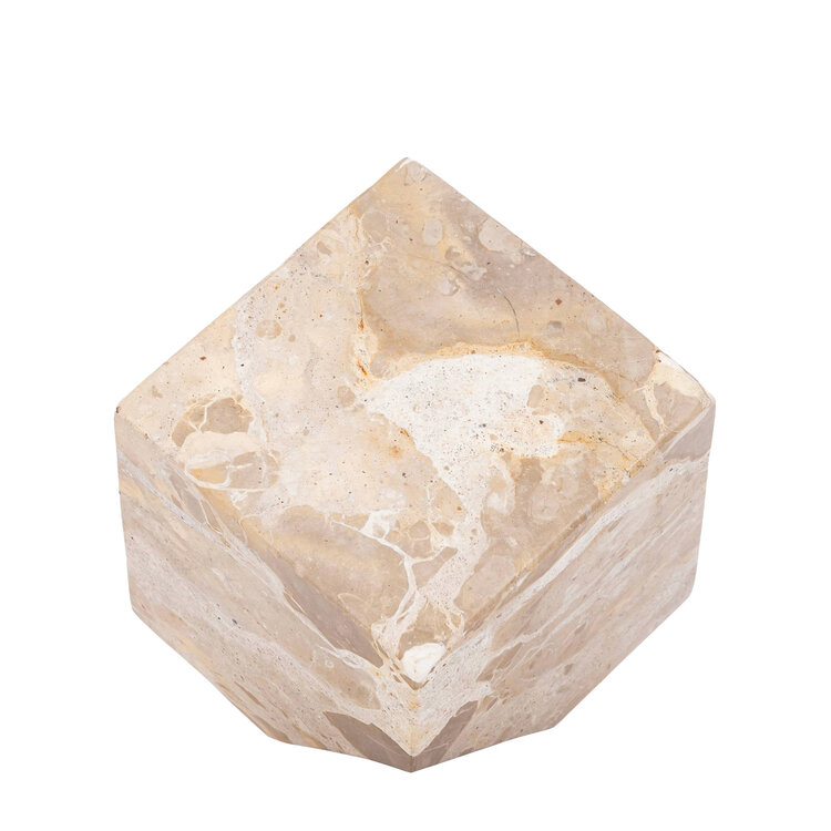 PTMD Collection Liby Beige marble cube statue decoratie object Large