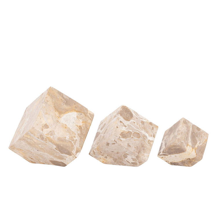 PTMD Collection Liby Beige marble cube statue decoratie object Large