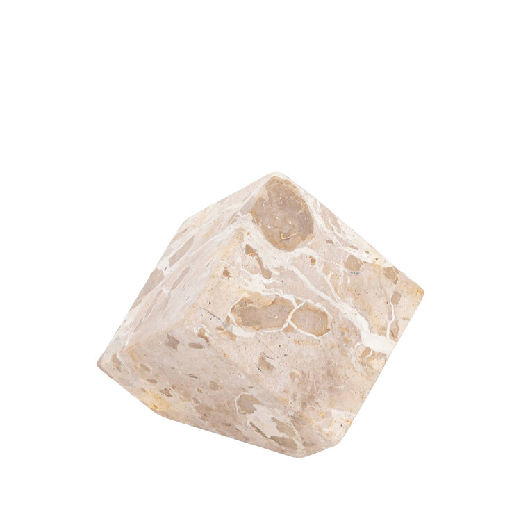 PTMD Collection Liby Beige marble cube statue decoratie object Medium