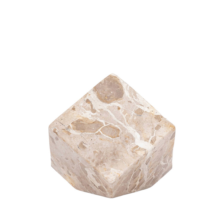 PTMD Collection Liby Beige marble cube statue decoratie object Medium