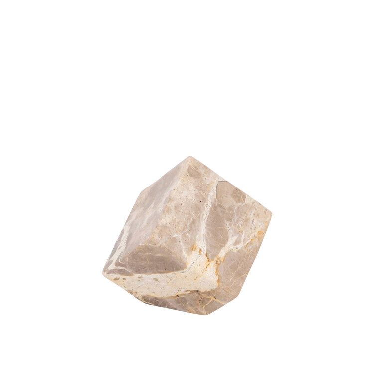 PTMD Collection Liby Beige marble cube statue decoratie object Small