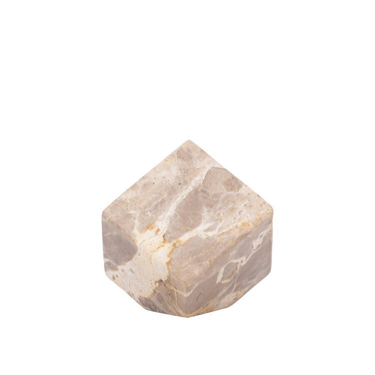 PTMD Collection Liby Beige marble cube statue decoratie object Small