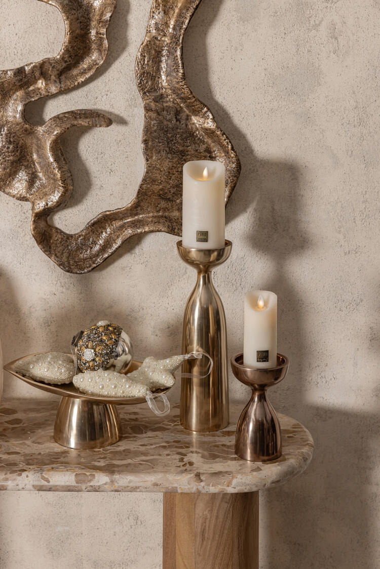 PTMD Collection Jette Bronze smooth aluminium kandelaar Small