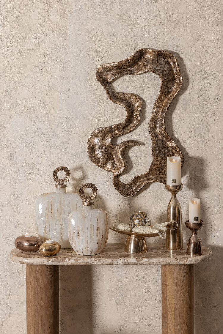 PTMD Collection Jette Bronze smooth aluminium kandelaar Small