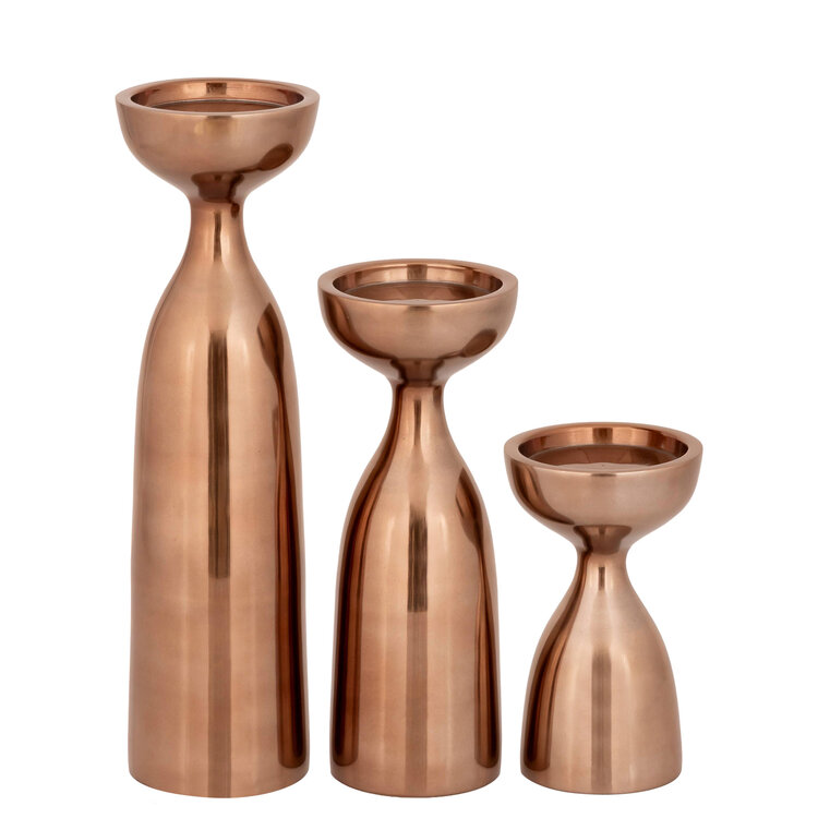 PTMD Collection Jette Bronze smooth aluminium kandelaar Medium