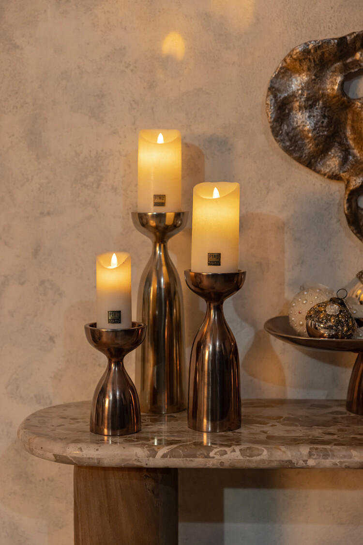 PTMD Collection Jette Bronze smooth aluminium kandelaar Medium
