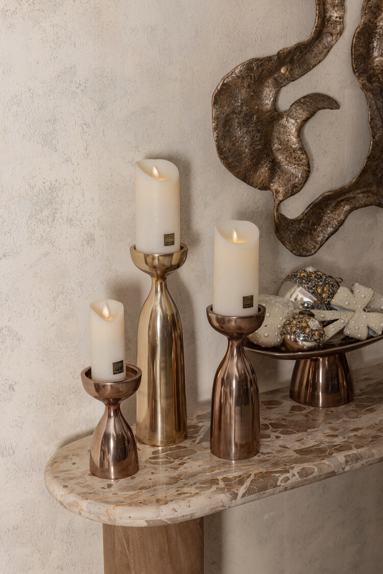 PTMD Collection Jette Bronze smooth aluminium kandelaar Large