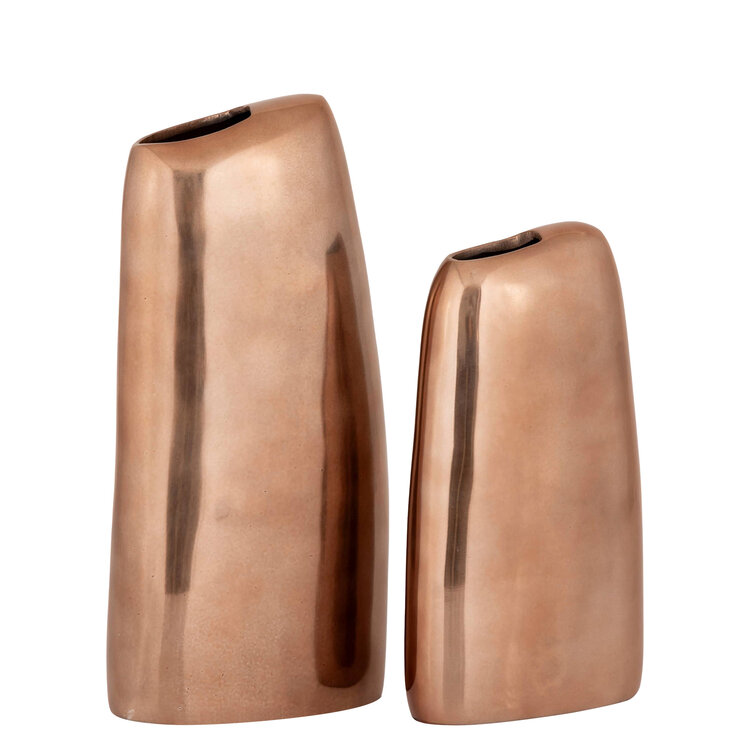 PTMD Collection Nylah Bronze smooth aluminium vaas hoog Large