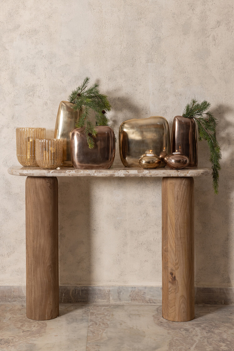 PTMD Collection Nylah Bronze smooth aluminium vaas hoog Large