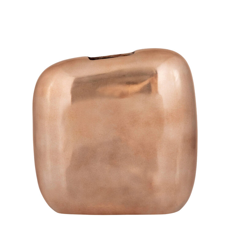 PTMD Collection Nylah Bronze smooth aluminium vaas laag Large