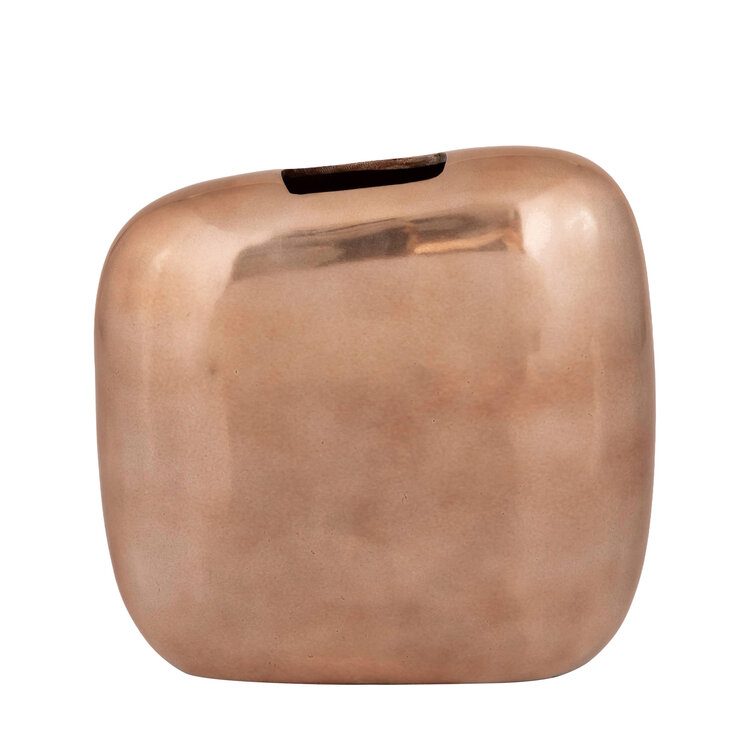 PTMD Collection Nylah Bronze smooth aluminium vaas laag Large