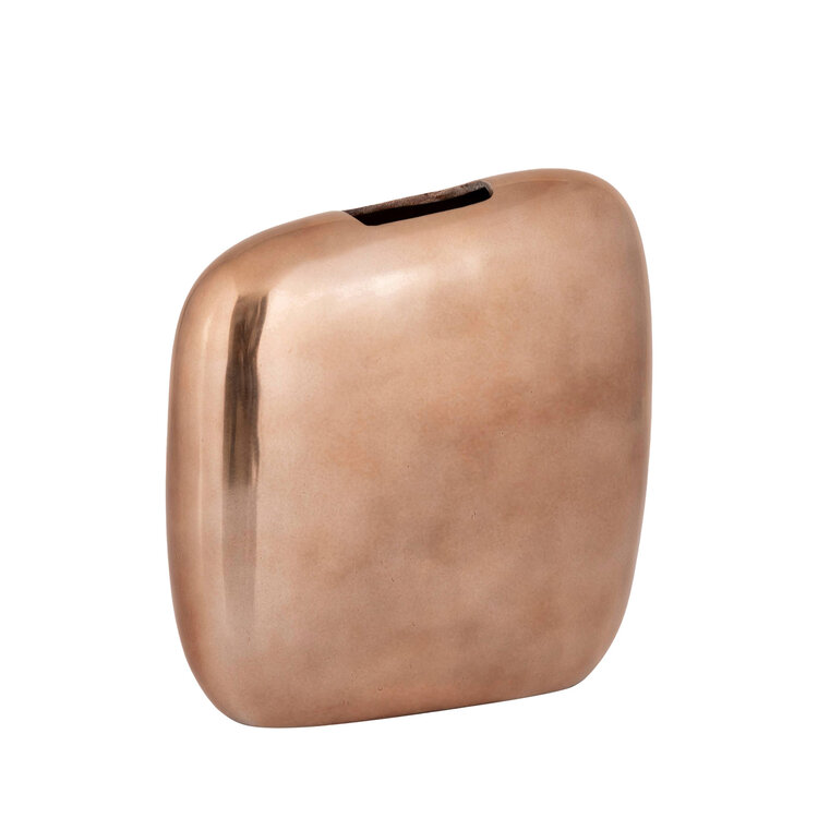 PTMD Collection Nylah Bronze smooth aluminium vaas laag Large