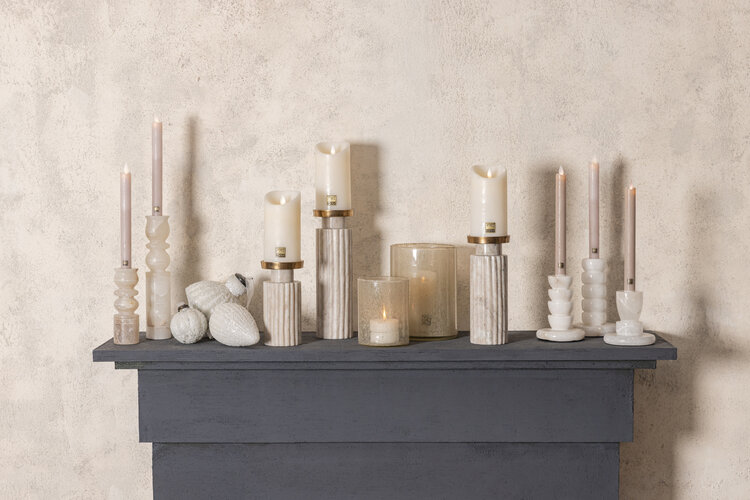 PTMD Collection Libra Natural alabaster kandelaar Large