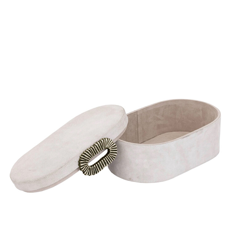PTMD Collection Hazael Beige suède doos gouden handvat ovaal set van 2