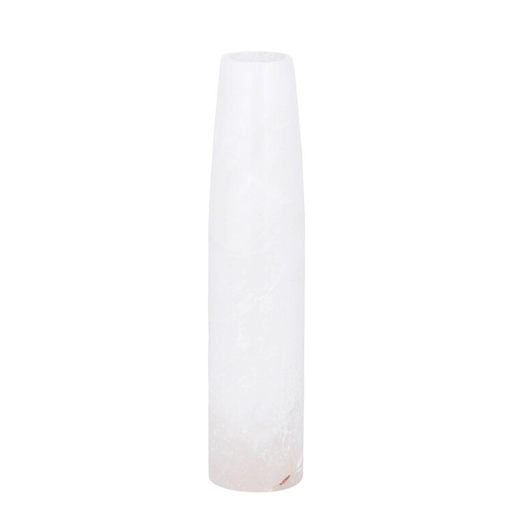 PTMD Collection Audin White Alabaster stone vaas rond hoog Large