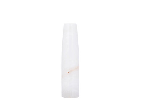 PTMD Collection Audin White Alabaster stone vaas rond hoog Small