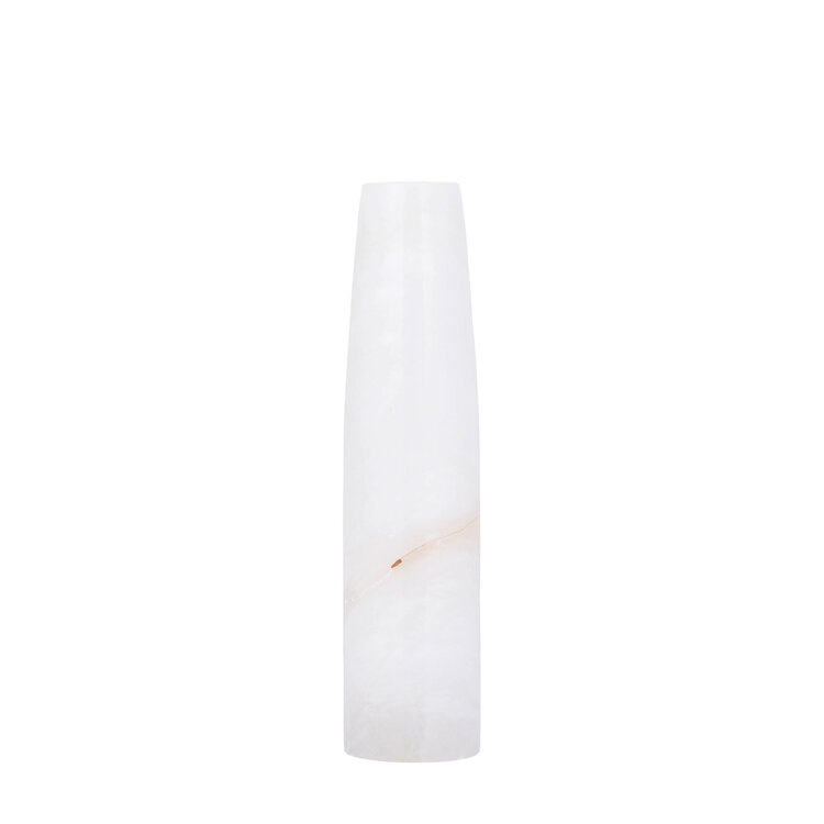 PTMD Collection Audin White Alabaster stone vaas rond hoog Small