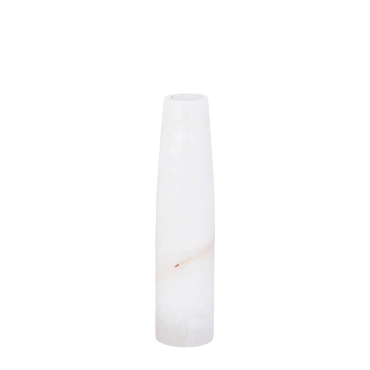 PTMD Collection Audin White Alabaster stone vaas rond hoog Small