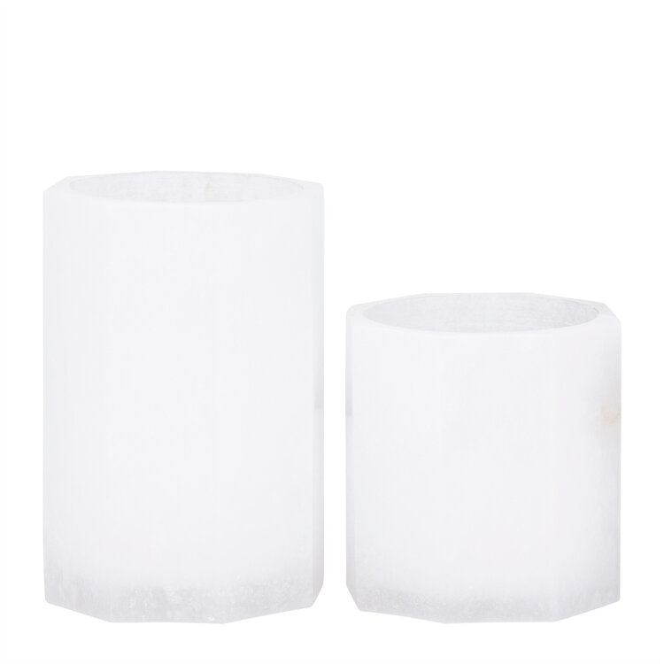 PTMD Collection Audin White Alabaster stone windlicht Large