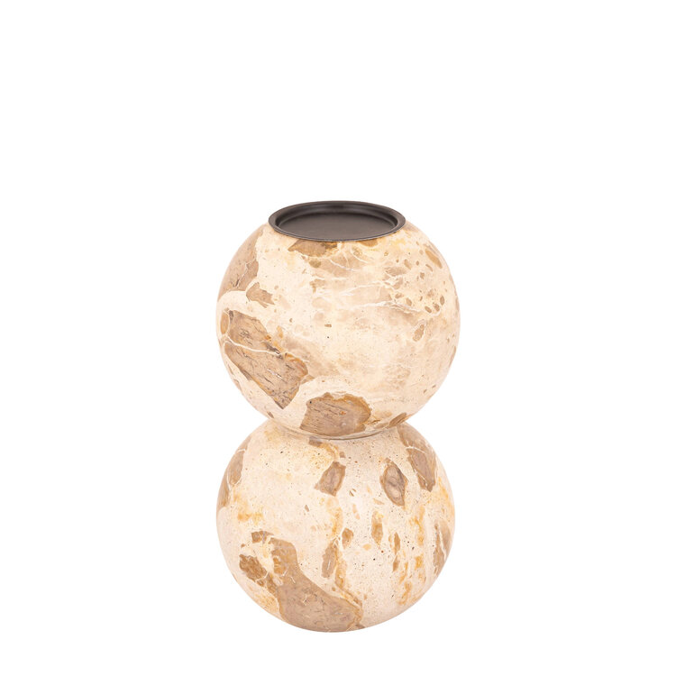 PTMD Collection Charly Beige marble kandelaar marmer Medium