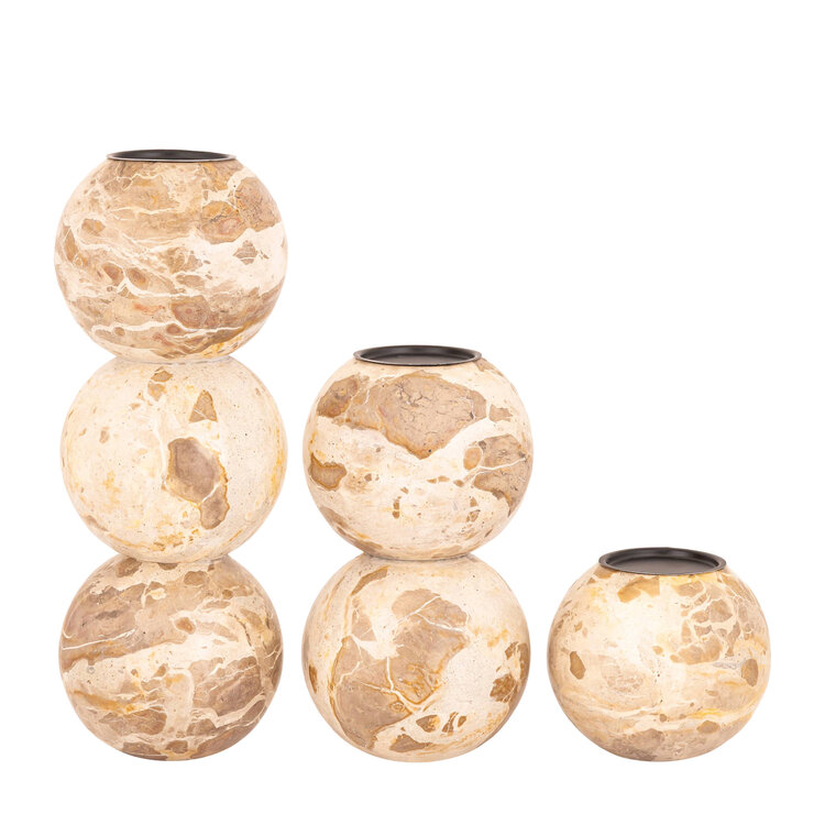 PTMD Collection Charly Beige marble kandelaar marmer Medium