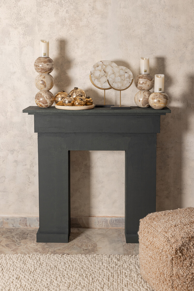 PTMD Collection Charly Beige marble kandelaar marmer Medium