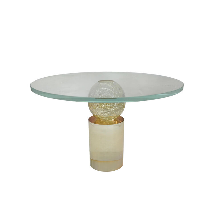 Plateau Lumina op standaard luster glas transparant goud