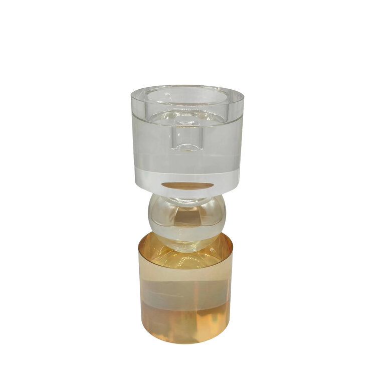 Kandelaar Lumina luster glas transparant goud L