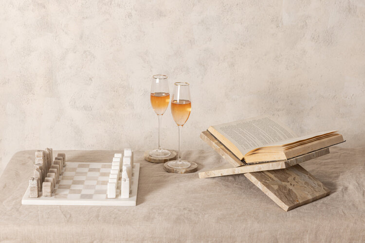 PTMD Collection Liby Beige marble boekensteun marmer rechthoekig