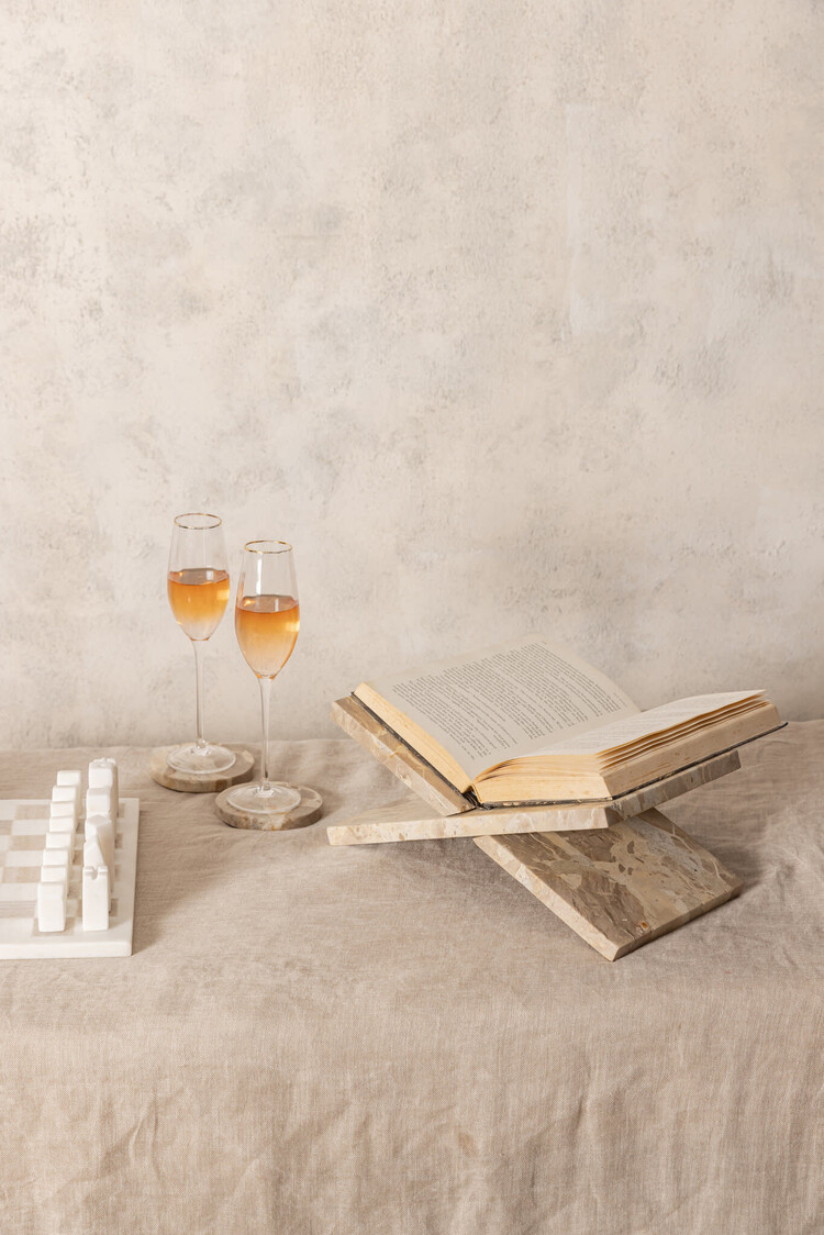 PTMD Collection Liby Beige marble boekensteun marmer rechthoekig